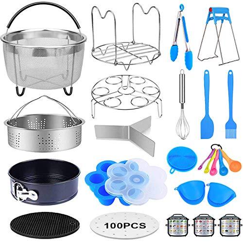20 Pcs Pressure Cooker Accessories Compatible with 5,6,8 Qt Instant Pot, Steamer Basket Kitchen Tong Plate Gripper Egg Beater Springform Pan Egg Steamer Rack
