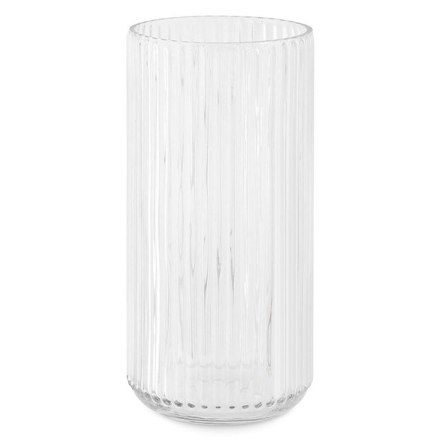 Navaris Ribbed Vase - ? 4.5 x 9.8 inches - Transparent Glass Flower Vase - Modern and Minimal Wide Decorative Clear Vase