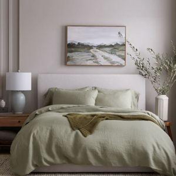 European Linen Duvet Cover Set - Full/Queen- Willowleaf Color
