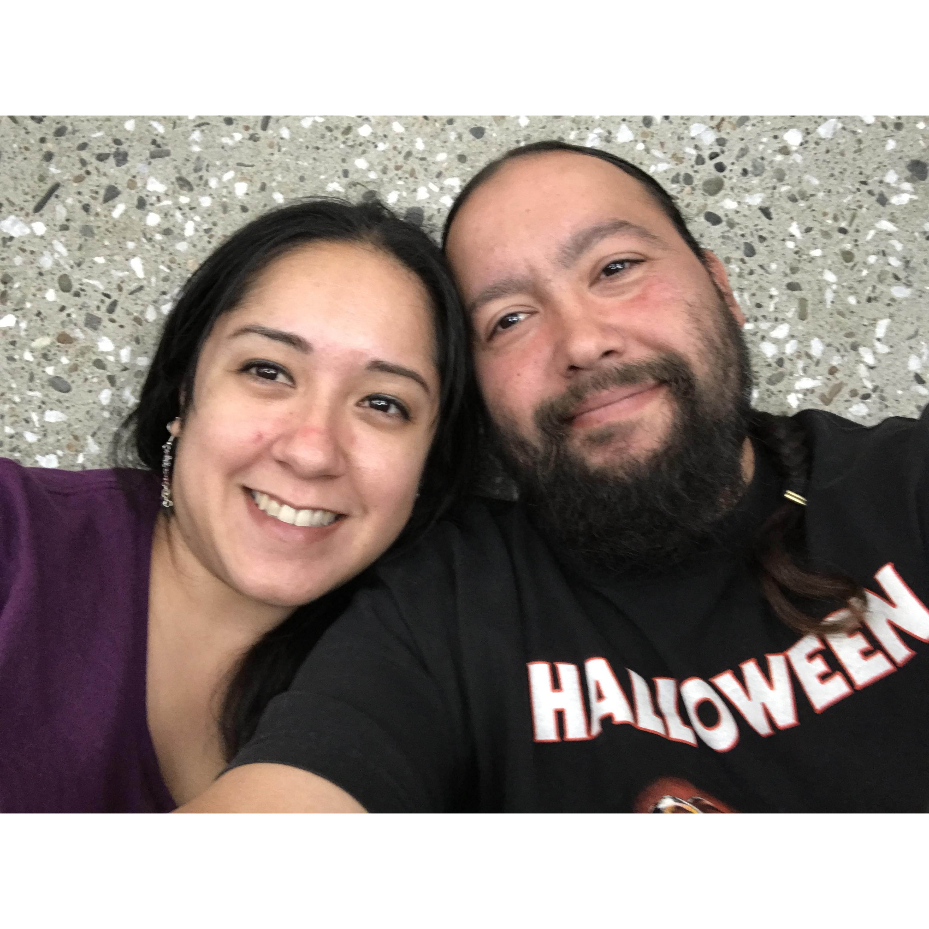 Patcentily waiting outside the doors of another Horror Convention!!