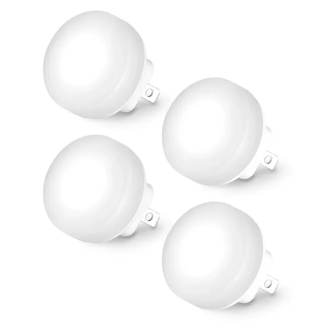 iHome Plug-In LED Night Lights 4-Pack, Dusk-to-Dawn Sensor, 3000K Warm Glow, Energy Saving for Bedrooms, Closets, Stairs