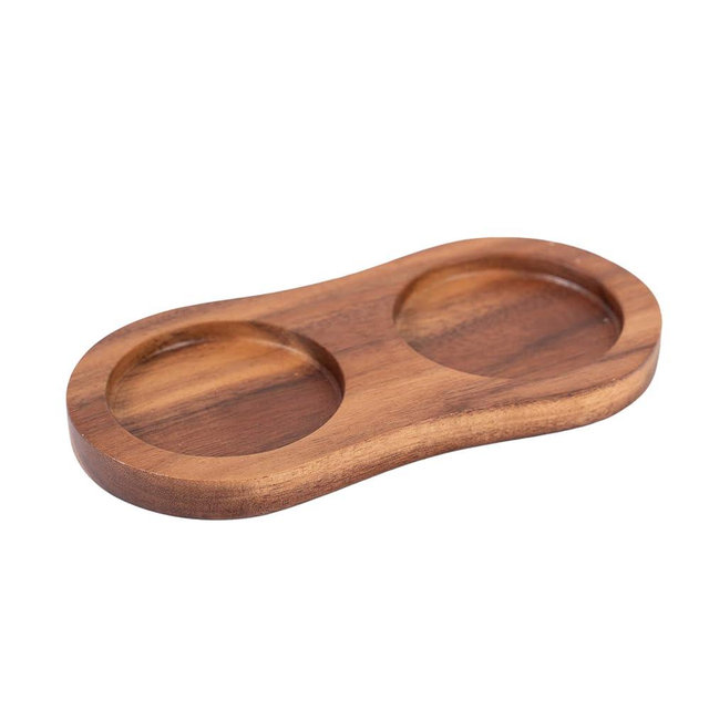 DeroTeno Salt and Pepper Mill Tray, Inner DIA 5.5 cm / 2.17 inch, Acacia Wood, Pepper Grinder Rest, Dining Table Protector (Pepper mill and salt mill are not included)