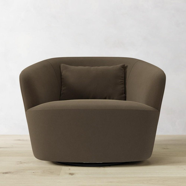 Tate Swivel Chair, Standard, Perf Velvet Blend, Cafe Brown, Ebony