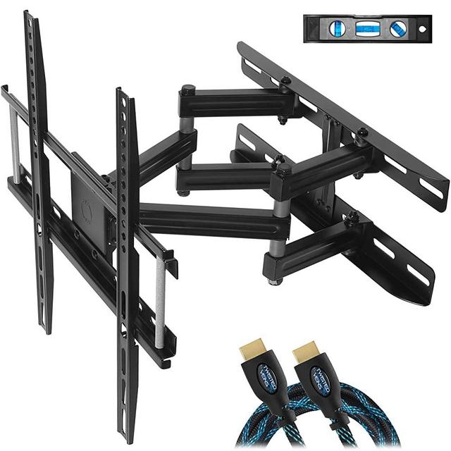 Cheetah Mounts Dual Articulating Arm TV Wall Mount Bracket for 20-65” TVs up to VESA 400 and 115lbs, Mounts on Studs up to 16” and Includes a Twisted Veins 10’ HDMI Cable & 6” 3-Axis Magnetic Bubble