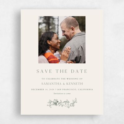 Beige Photo Wedding Save the Date - Plumeria Photo