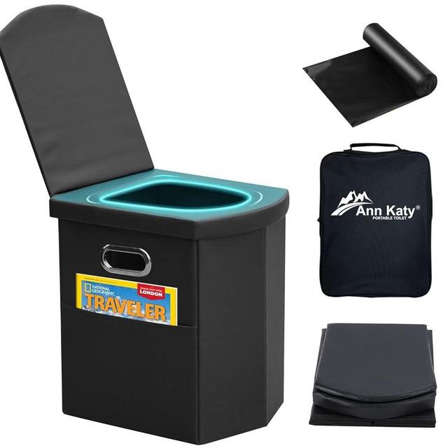 Ann Katy Upgrade XL Portable Toilet for Adults, Extra Large Portable Travel Floding Toilet, Camping Tall Toilets with Lid for Adults and Kids Compact Potty for Car,Hiking,Beach and Camping