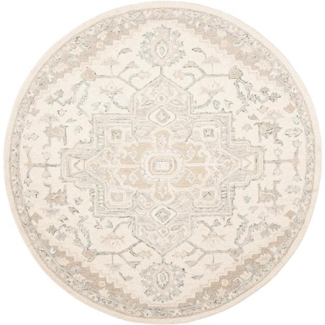 Micro-Loop MLP503 Hand Tufted Area Rug - Ivory/Beige - 9' round - Safavieh