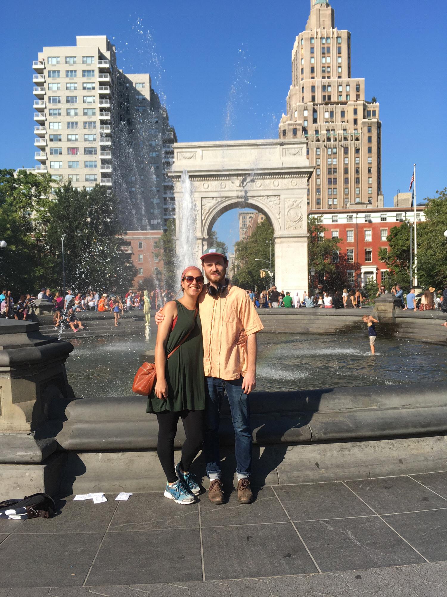 Washington Square Park, NYC summer 2016 with maid of honor Torie