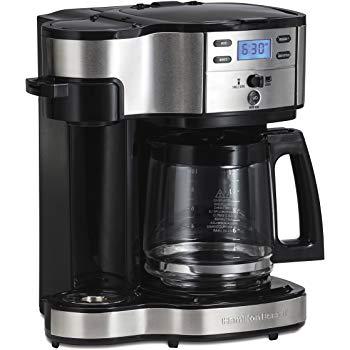 Hamilton Beach (49980A) Single Serve Coffee Maker and Coffee Pot Maker, Programmable, Black/Stainless Steel