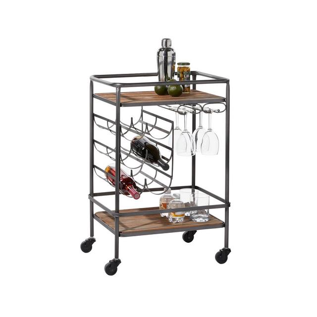 Chinese Fir and Metal Industrial Bar Cart