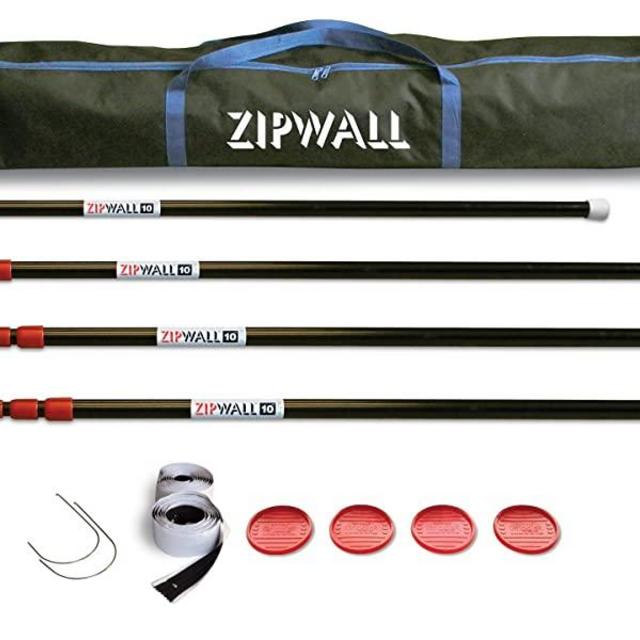 ZipWall ZP4 ZipPole 10 foot Spring Loaded Dust Barrier Poles (Pack of 4), Black