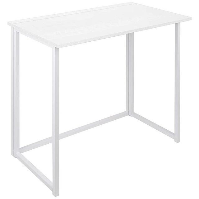 Folding Computer Desk for Small Spaces, Simple Space-Saving Home Office Desk, Foldable Computer Table, Laptop Table, Writing Desk, Compact Study Reading Table (White)