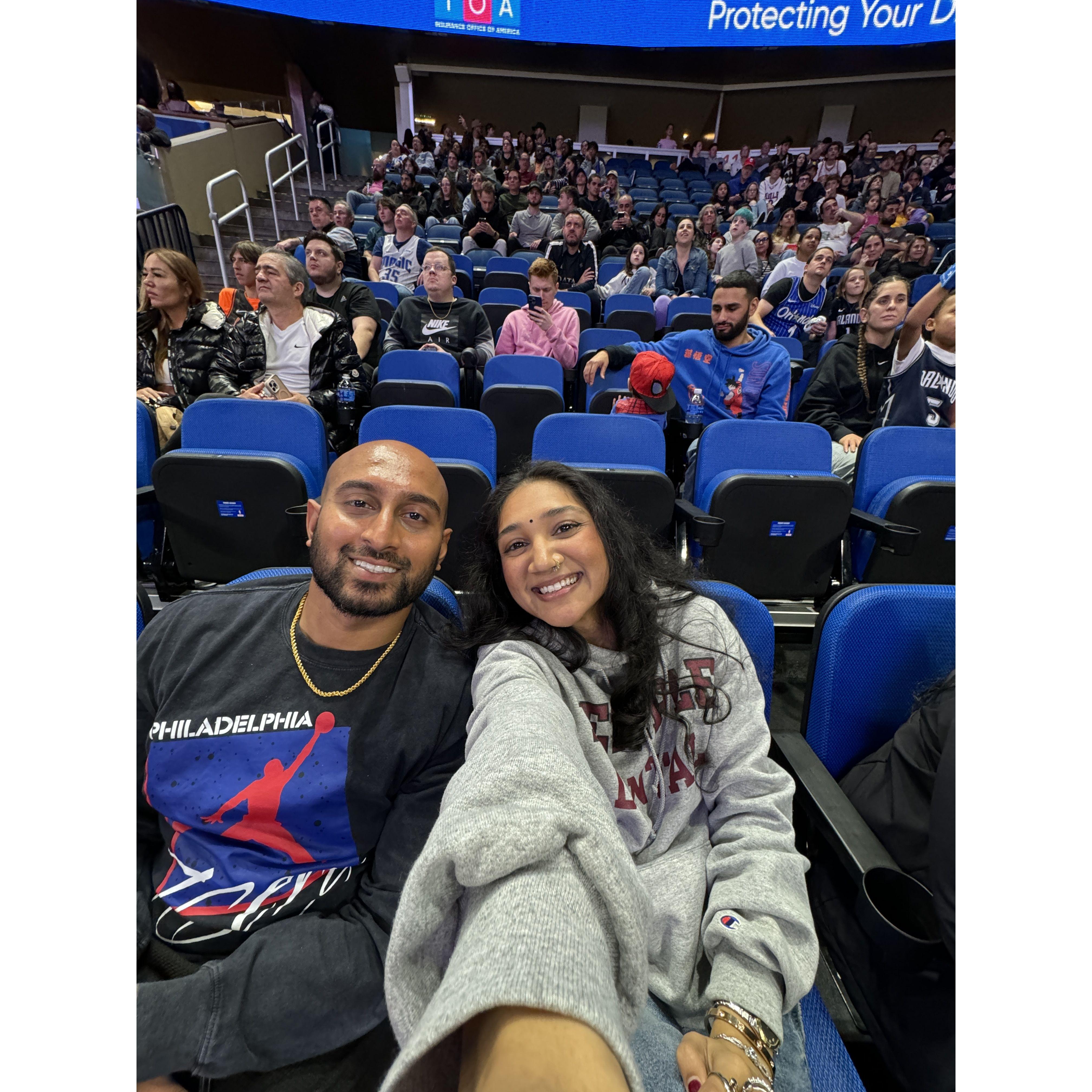 Anu's first Sixers Game in Orlando!