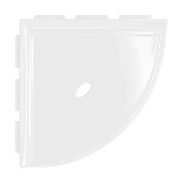Questech Decor Shower Shelf, 8" Corner Shower Shelf for Inside Shower - Lugged for New Construction, Shower Organizer for Tiled Walls, Corner Shower Caddy, Metro Lugged, Bright White Polished