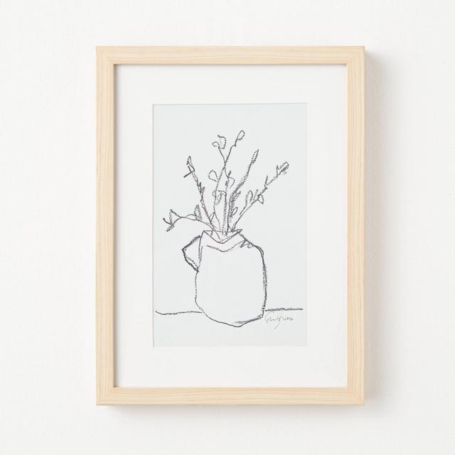 12" x 16" Flower Pot Framed Wall Art Black/White - Threshold™ designed with Studio McGee
