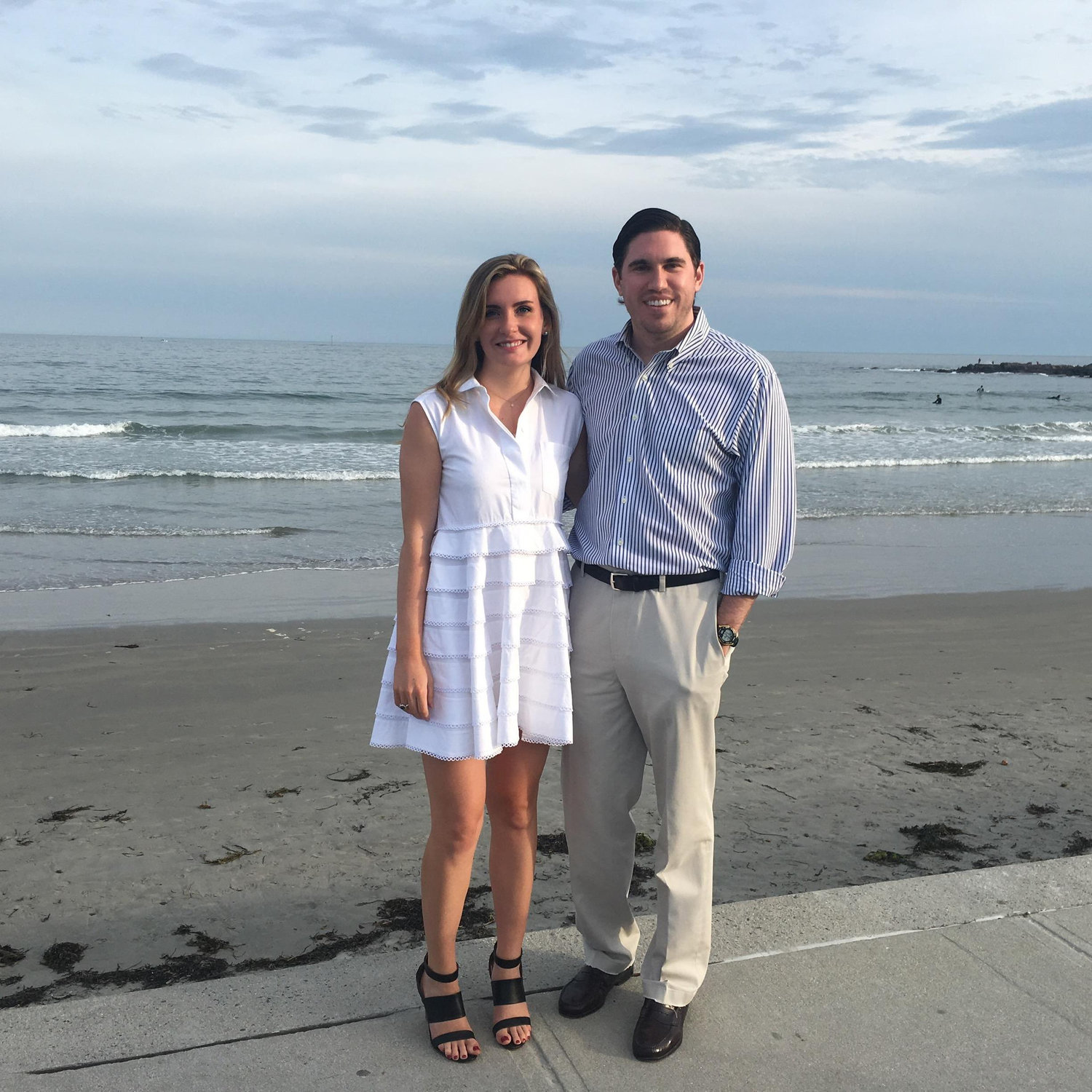 Walking the beach before dinner in Kennebunkport, ME.