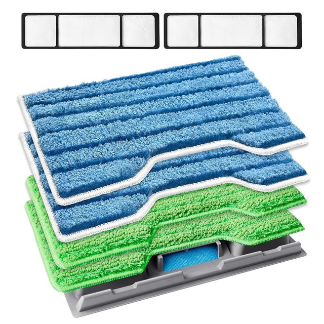 KEEPOW Reusable Replacement Pads Compatible with Shark Vac Mop VM252 VM200 VM180 VM401 VC205 VM250 QM250 VM190, Washable Vacuum Mop Pad Refills, Upgraded Design of Dirt Chamber (1+2+2+2 Pads)