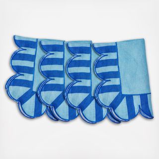 Jardin Embroidered Scalloped Napkin with Color Backing, Set of 4