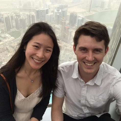This photo was taken at the Burj Khalifa in Dubai, one of the tallest buildings in the world.