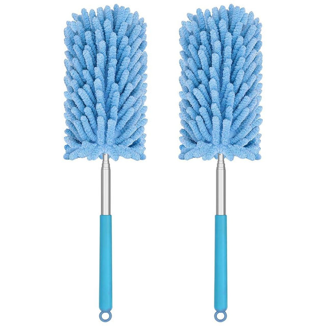 TIMIVO Mini Duster for Cleaning, 360° Bendable Hand Dusters with Extension Pole, Washable Small Duster for Car Interior, Office, Furniture