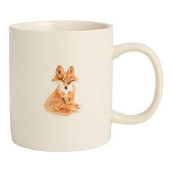 Cream Harvest Critters Hand Painted Ceramic Mug - Fox