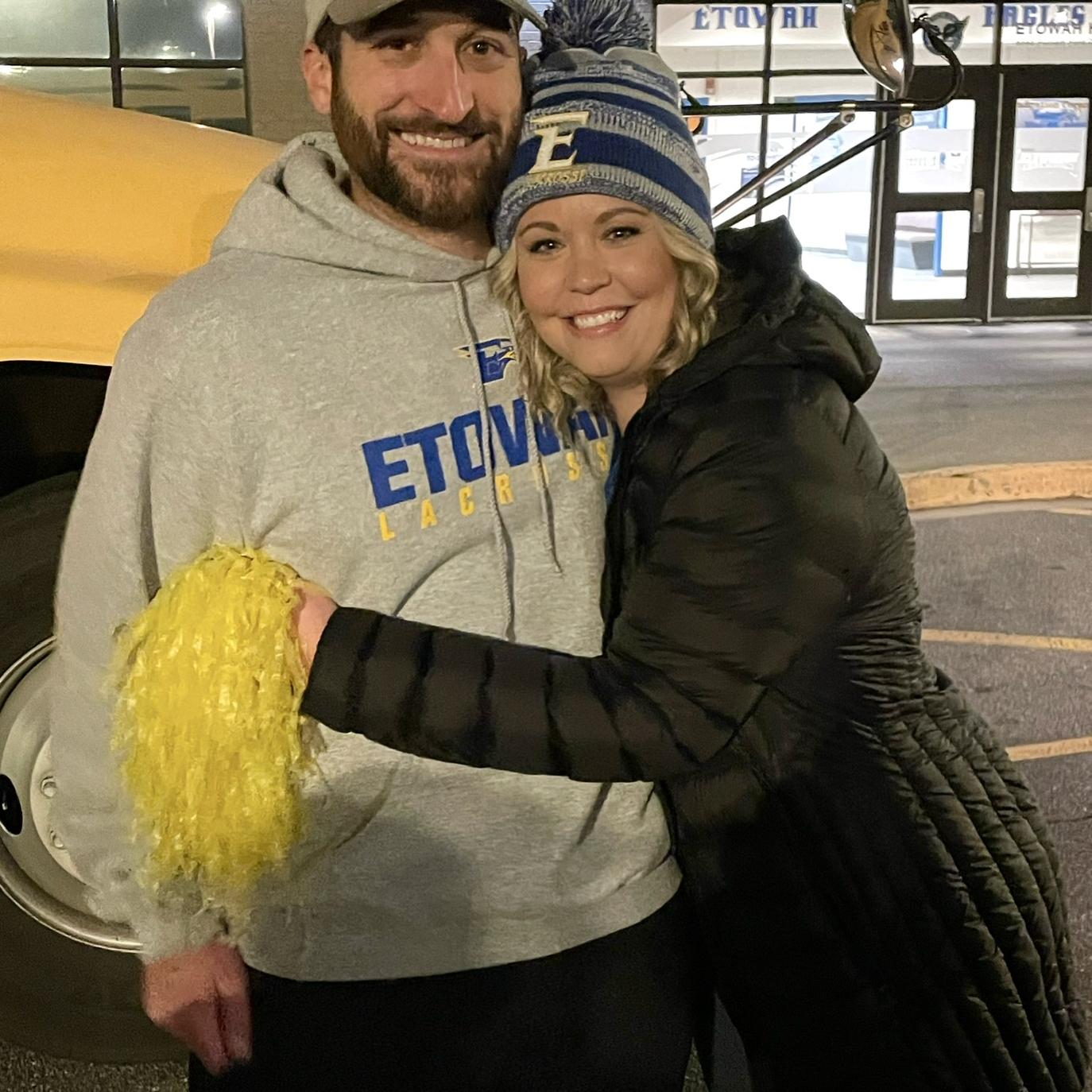 Celebrating Mike's 100th win as head lacrosse coach at Etowah High School. It was against Alicia's alma mater, North Cobb High School, of course!