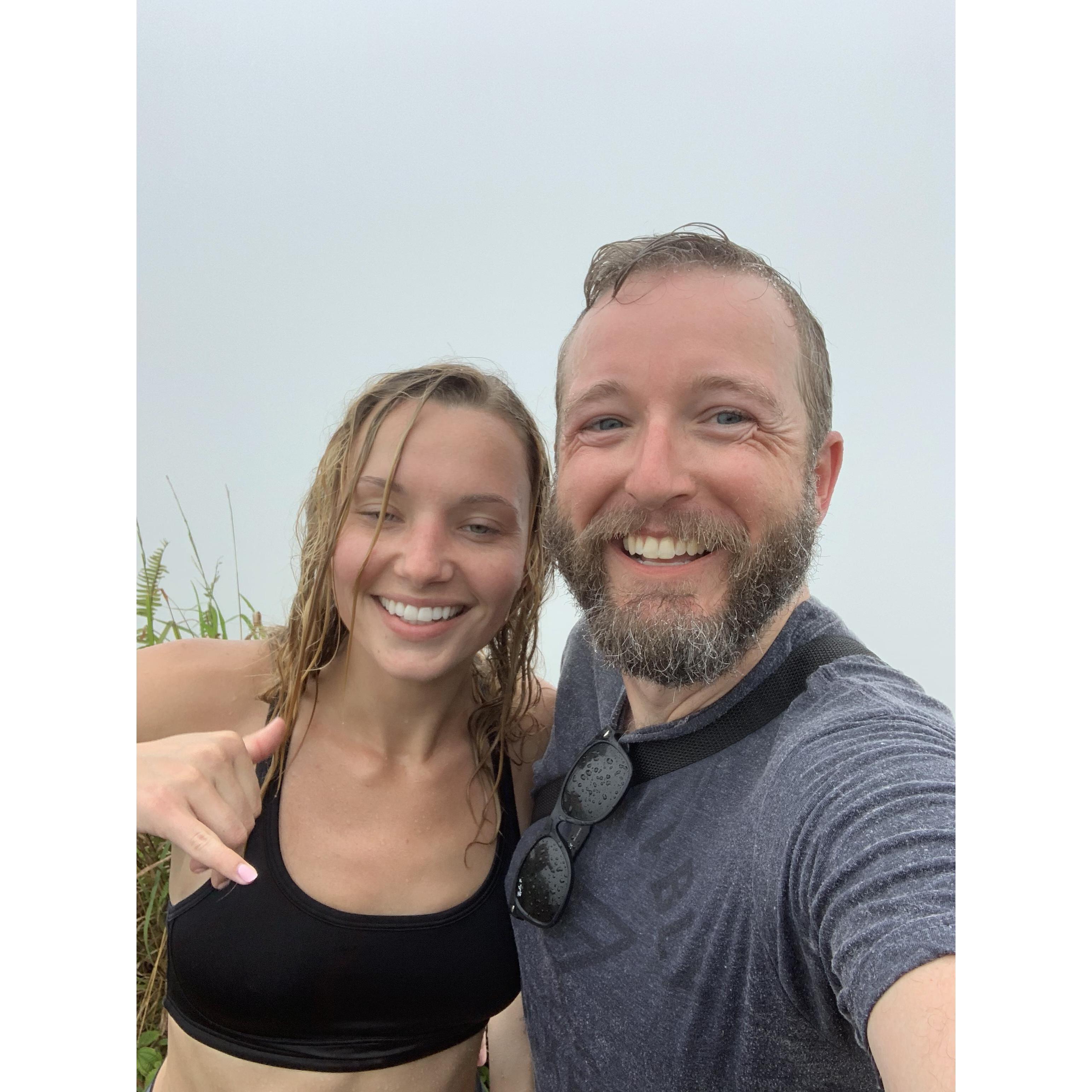 Walking through a warm shower of rain water on top of Mount Haleakala in Hawai'i!