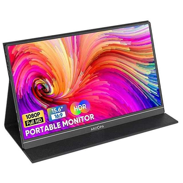 Portable Monitor, Arzopa 15.6'' 1080P FHD Laptop Monitor USB C HDMI Computer Display HDR Eye Care External Screen w/Smart Cover for PC Mac Phone Xbox Switch PS5