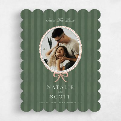 Green Scalloped Wedding Save the Date - Clematide Photo