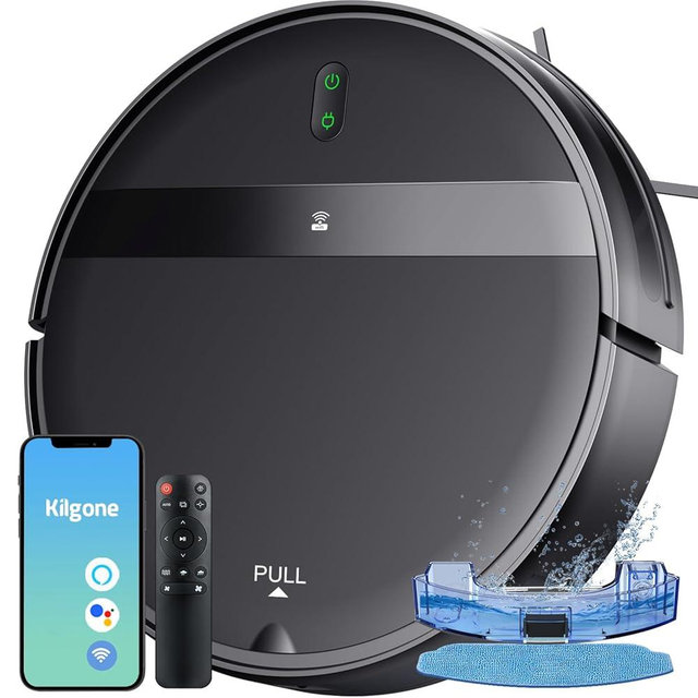 Kilgone Robot Vacuum and Mop Combo, App/Alexa Control, Smart Robot Vacuum Cleaner, Ultra-Thin, Automatic Recharge Robotic Vacuum Cleaner for Pet Hair/Carpet/Hard Floor