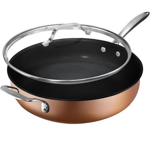 GOTHAM STEEL 5.5 Qt Saute Pan with Lid - Non Stick Frying Pans Nonstick Deep Frying Pan, Nonstick Pan, Cooking Pan, Nonstick Skillet, 100% PFOA Free Ceramic Pan, Dishwasher Safe, Copper