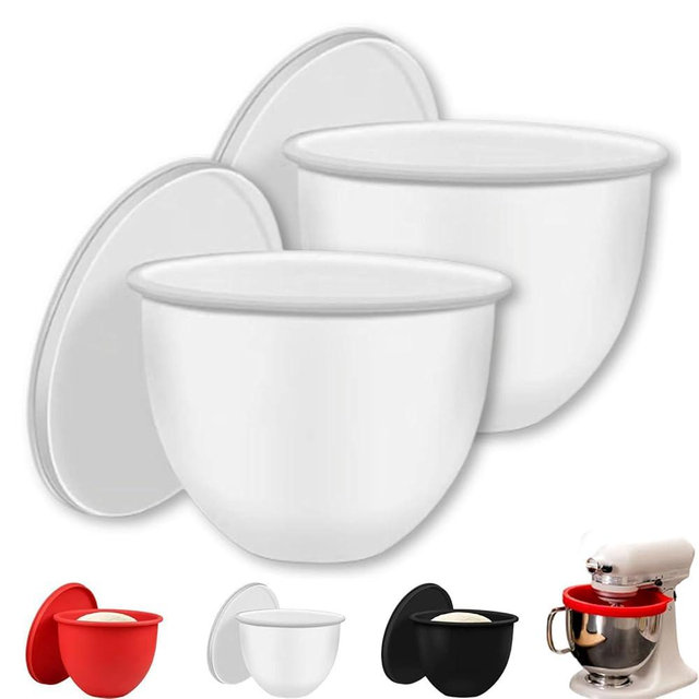 Mixer Silicone Liners for Kitchen, Silicone Liners for Kitchen Tilt-Head 5 Qt Mixers, Kitchen Aid Mixer Bowl Accessories and Attachments for Baking and Cooking, Replacement Mixers Bowls (2*White)