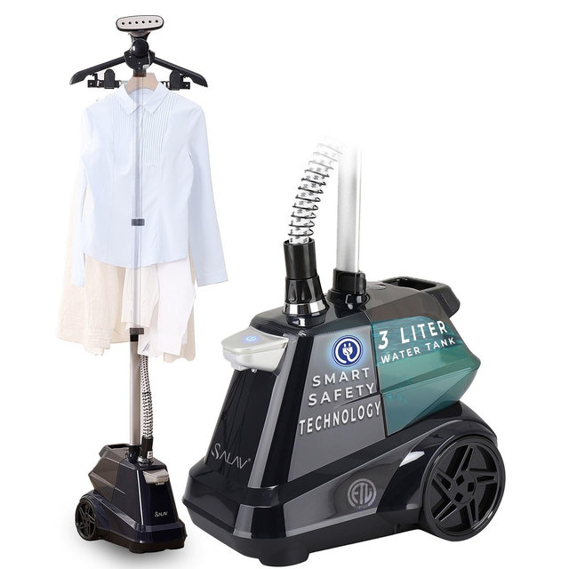 SALAV Commercial-Grade Smart Auto Shut-Off 1800W Garment Steamer with Pedal Control and Low-Water Alert