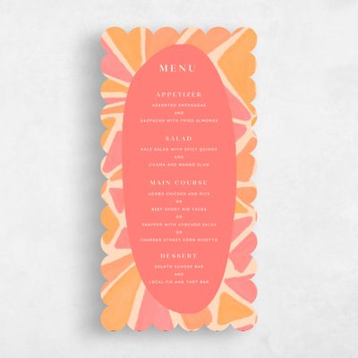 Pink Scalloped Wedding Menu - Barcelona