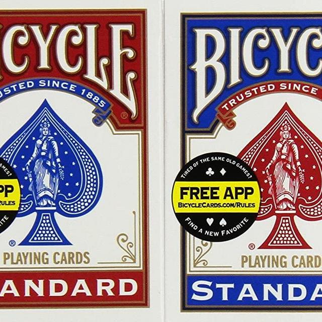 Bicycle Poker Size Standard Index Playing Cards (4-Pack) [Colors May Vary: Red, Blue or Black]