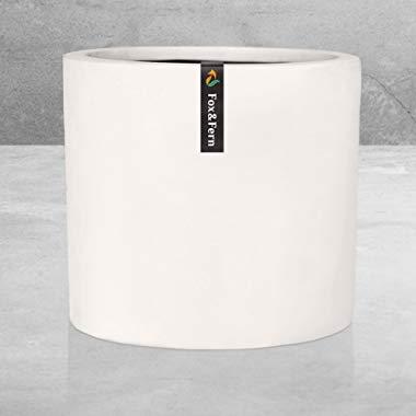 12" Plant Pot by Fox & Fern - Perfectly Fits Mid Century Modern Plant Stand - Drainage Plug - Outdoor and Indoor Planter - Matte White