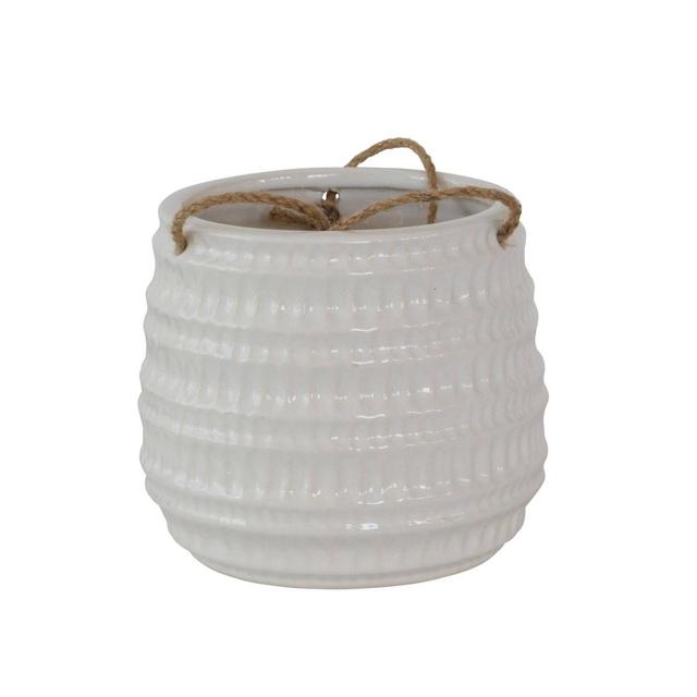 6" Ceramic Dimpled Hanging Planter White - Sagebrook Home