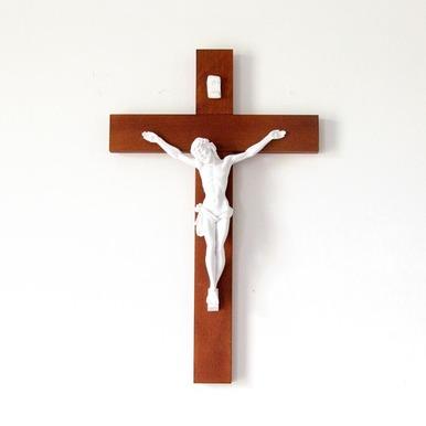 Italian Wood Crucifix with Alabaster Corpus 26"