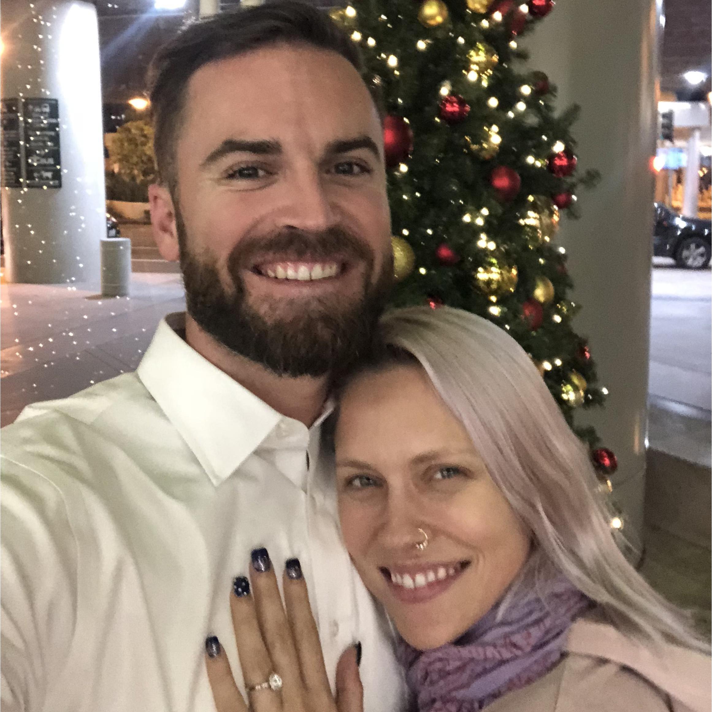 Moments after the proposal at John Wayne Airport. What you can’t see is the John Wayne statue that Lauren thought Mooney was trying to show her before the big moment. 😁