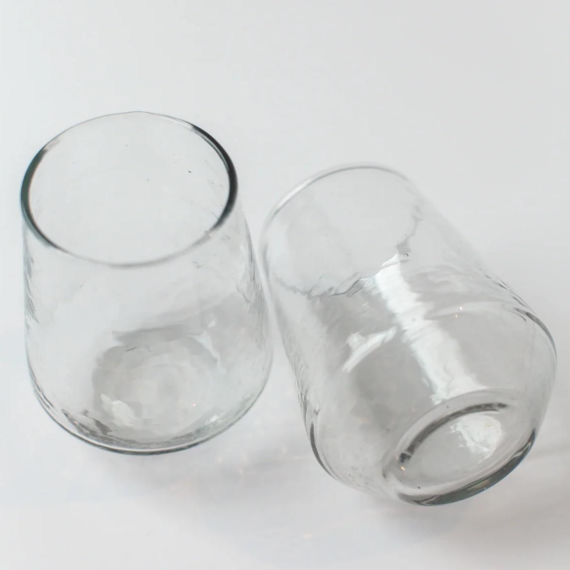 Pair of Hammered Glass Stemless Tumblers