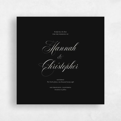 Black Wedding Save the Date - Jade Square