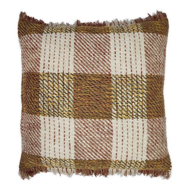 Bee & Willow Home™ Fringe Checkered Square Throw Pillow in Golden