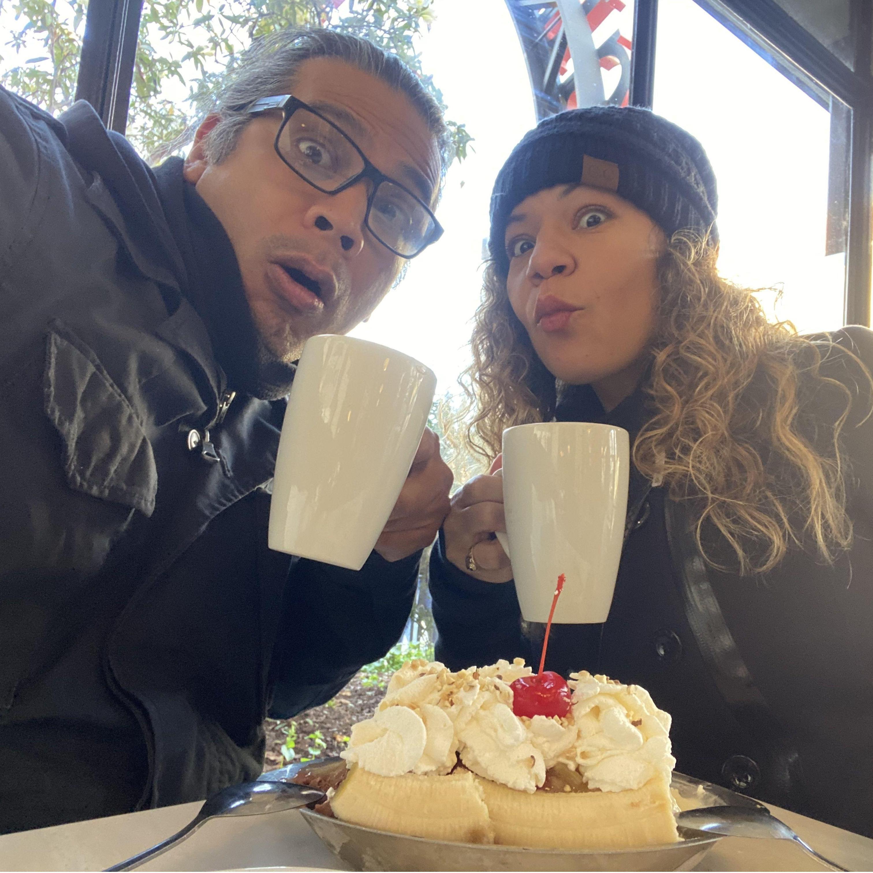 Hot Cocoa and a Banana Split at Ghiradelli's