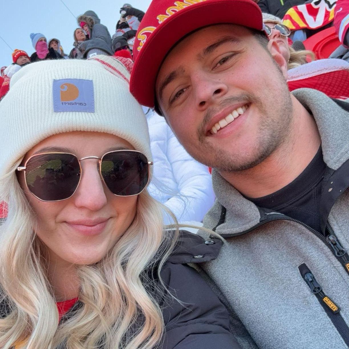 We went to a Kansas City Chiefs game right after getting engaged!