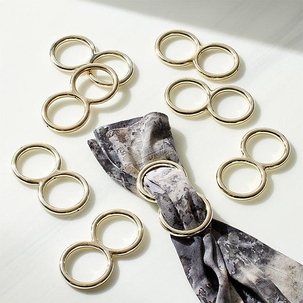 Double Hoop Champagne Gold Napkin Ring Set of 8