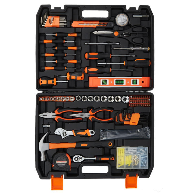 242 Piece Tool Set, Household Hand Kit, Hand Tool Kit with Plastic Toolbox Storage Case for Home Maintenance, Dorm and DIY Projects