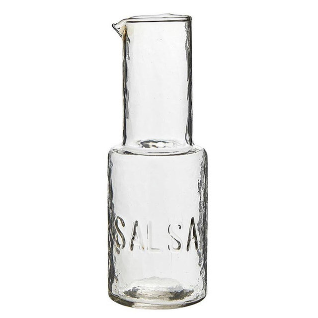 Santa Barbara Design Studio Glass Salsa Carafe Hammered Glass Embossed Salsa Holder, 8.25" Tall, Clear