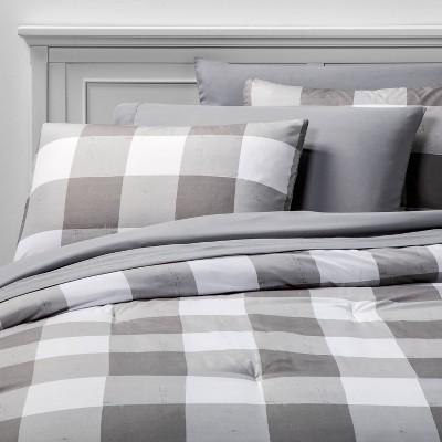 Queen 7pc Printed Pattern Bedding Set Gray Buffalo Check - Room Essentials&#153;