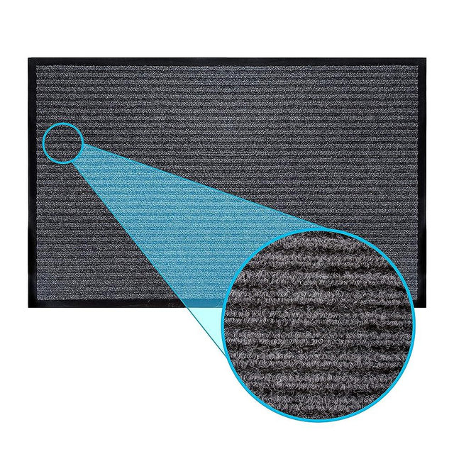 LuxUrux Durable Rubber Door Mat, Heavy Duty Doormat, Indoor Outdoor, Easy Clean, Waterproof, Low-Profile Mats for Entry, Patio, Garage, High Traffic Entrance Ways (23''x 35'', Striped Gray)