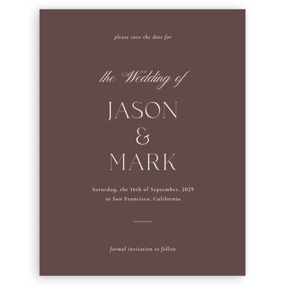 Brown Wedding Digital Save the Date - Gavin Portrait